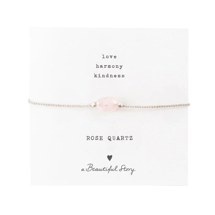 Edelsteenkaart Rozenkwarts Zilverkleurige Armband